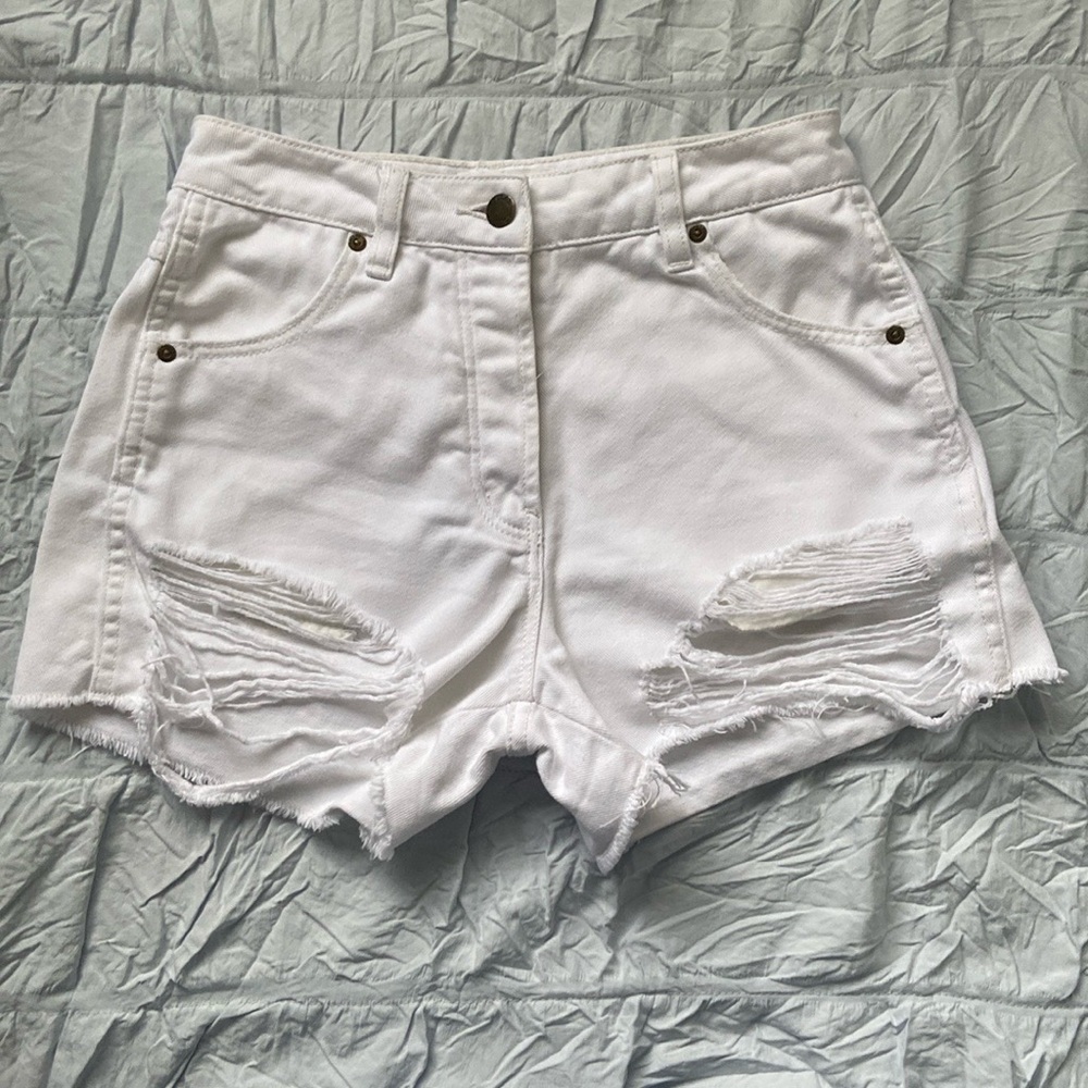 Rolla’s Original Cut Off High Waist Denim Jean Shorts White 25 - Picture 2 of 16